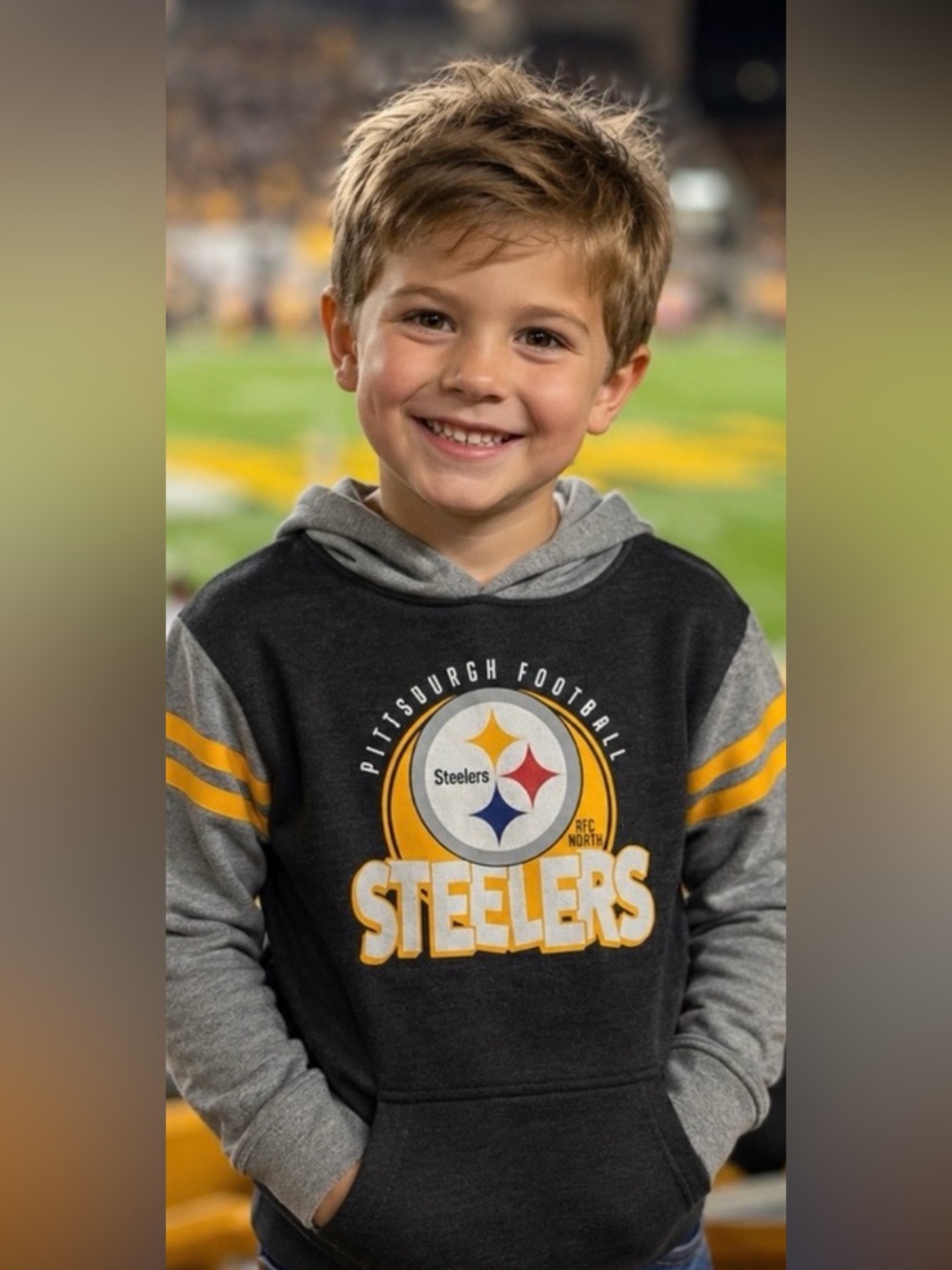 🆕 NWT Pittsburgh Steelers Youth Hoodie Size 4T Black Gray NFL Pullover
